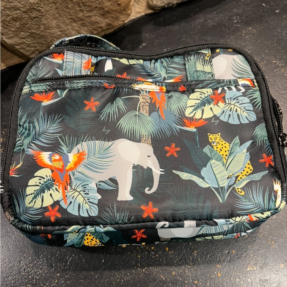 Lug Black Travel Bag with Jungle Print